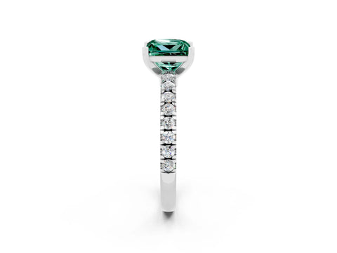 White gold Princess Cut Solitaire Diamond with Pavé Band and Four-Prong Setting_2