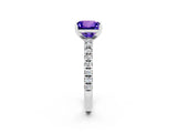 White gold Princess Cut Solitaire Diamond with Pavé Band and Four-Prong Setting_2