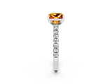 White gold Princess Cut Solitaire Diamond with Pavé Band and Four-Prong Setting_2