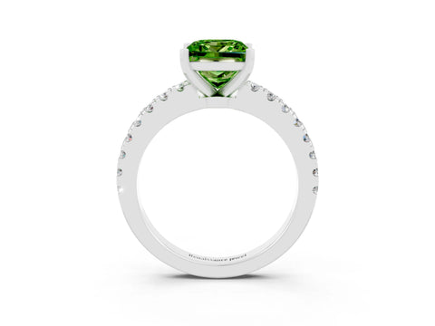 White gold Princess Cut Solitaire Diamond with Pavé Band and Four-Prong Setting_3