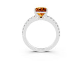 White gold Princess Cut Solitaire Diamond with Pavé Band and Four-Prong Setting_3