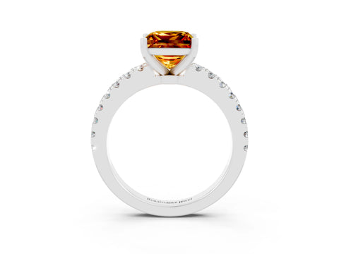 White gold Princess Cut Solitaire Diamond with Pavé Band and Four-Prong Setting_3