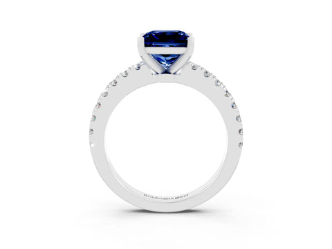 White gold Princess Cut Solitaire Diamond with Pavé Band and Four-Prong Setting_3