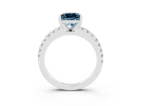 White gold Princess Cut Solitaire Diamond with Pavé Band and Four-Prong Setting_3