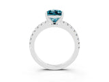 White gold Princess Cut Solitaire Diamond with Pavé Band and Four-Prong Setting_3