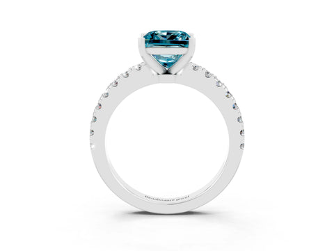 White gold Princess Cut Solitaire Diamond with Pavé Band and Four-Prong Setting_3