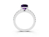 White gold Princess Cut Solitaire Diamond with Pavé Band and Four-Prong Setting_3