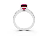 White gold Princess Cut Solitaire Diamond with Pavé Band and Four-Prong Setting_3