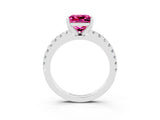 White gold Princess Cut Solitaire Diamond with Pavé Band and Four-Prong Setting_3