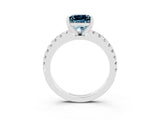 White gold Princess Cut Solitaire Diamond with Pavé Band and Four-Prong Setting_3