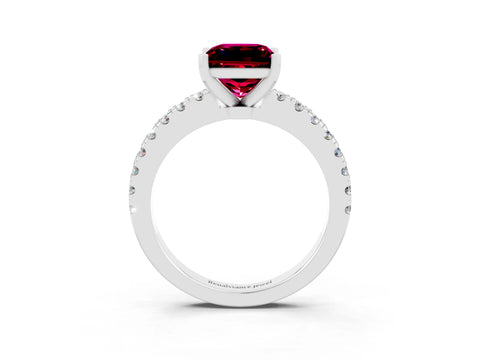 White gold Princess Cut Solitaire Diamond with Pavé Band and Four-Prong Setting_3
