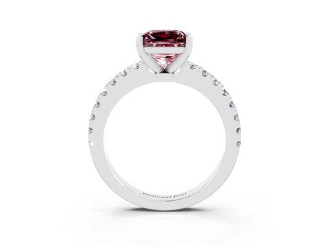 White gold Princess Cut Solitaire Diamond with Pavé Band and Four-Prong Setting_3