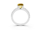 White gold Princess Cut Solitaire Diamond with Pavé Band and Four-Prong Setting_3