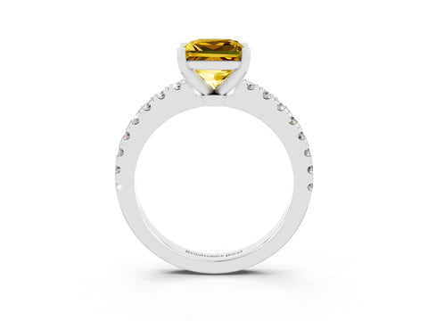 White gold Princess Cut Solitaire Diamond with Pavé Band and Four-Prong Setting_3