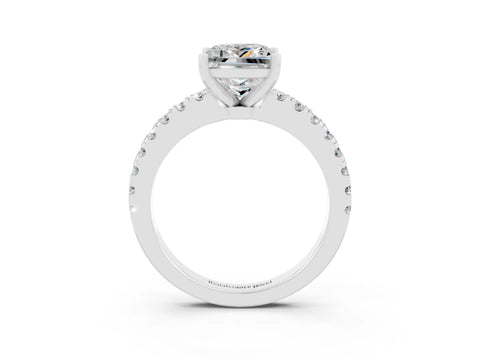 White gold Princess Cut Solitaire Diamond with Pavé Band and Four-Prong Setting_3