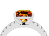 White gold Princess Cut Solitaire Diamond with Pavé Band and Four-Prong Setting_4