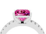White gold Princess Cut Solitaire Diamond with Pavé Band and Four-Prong Setting_4