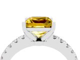 White gold Princess Cut Solitaire Diamond with Pavé Band and Four-Prong Setting_4