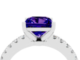 White gold Princess Cut Solitaire Diamond with Pavé Band and Four-Prong Setting_4