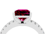 White gold Princess Cut Solitaire Diamond with Pavé Band and Four-Prong Setting_4