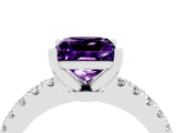 White gold Princess Cut Solitaire Diamond with Pavé Band and Four-Prong Setting_4