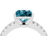 White gold Princess Cut Solitaire Diamond with Pavé Band and Four-Prong Setting_4