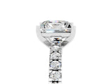White gold Princess Cut Solitaire Diamond with Pavé Band and Four-Prong Setting_5