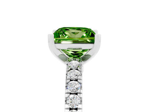 White gold Princess Cut Solitaire Diamond with Pavé Band and Four-Prong Setting_5