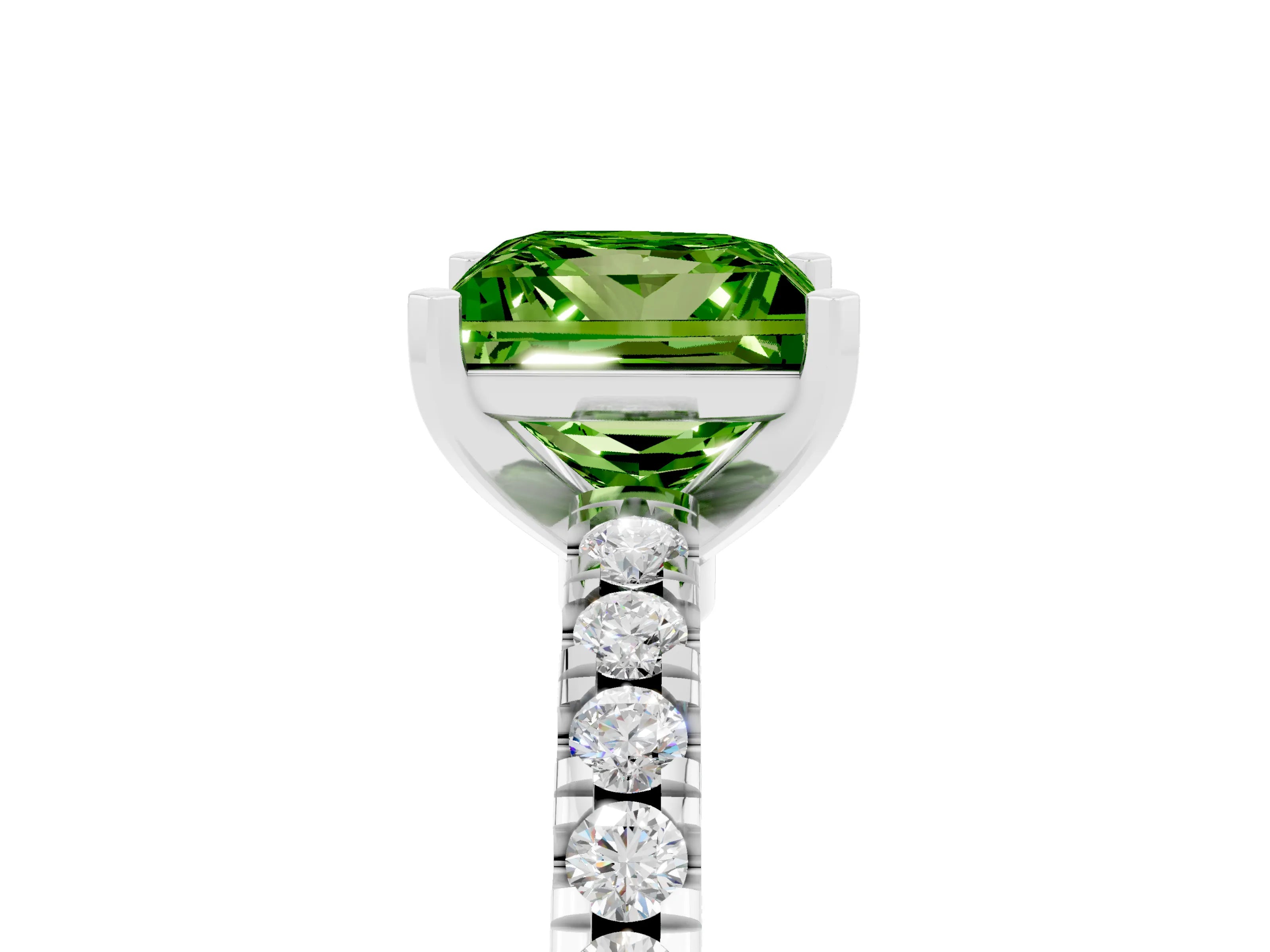 White gold Princess Cut Solitaire Diamond with Pavé Band and Four-Prong Setting_5