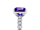 White gold Princess Cut Solitaire Diamond with Pavé Band and Four-Prong Setting_5