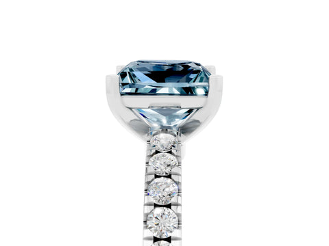 White gold Princess Cut Solitaire Diamond with Pavé Band and Four-Prong Setting_5