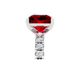 White gold Princess Cut Solitaire Diamond with Pavé Band and Four-Prong Setting_5