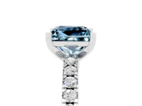 White gold Princess Cut Solitaire Diamond with Pavé Band and Four-Prong Setting_5