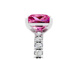 White gold Princess Cut Solitaire Diamond with Pavé Band and Four-Prong Setting_5
