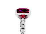 White gold Princess Cut Solitaire Diamond with Pavé Band and Four-Prong Setting_5
