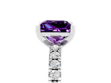 White gold Princess Cut Solitaire Diamond with Pavé Band and Four-Prong Setting_5
