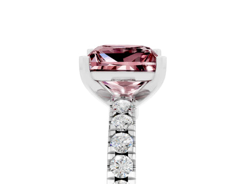 White gold Princess Cut Solitaire Diamond with Pavé Band and Four-Prong Setting_5
