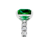 White gold Princess Cut Solitaire Diamond with Pavé Band and Four-Prong Setting_5