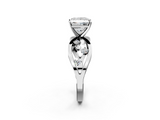 White gold Princess Cut Solitaire Diamond with Side Stones on Criss-Cross Band and Four-Prong Setting_25
