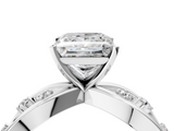 White gold Princess Cut Solitaire Diamond with Side Stones on Criss-Cross Band and Four-Prong Setting_27