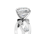 White gold Princess Cut Solitaire Diamond with Side Stones on Criss-Cross Band and Four-Prong Setting_28