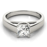 White gold Princess Cut Solitaire Engagement Ring with Cathedral Setting and Four-Prong Setting 1
