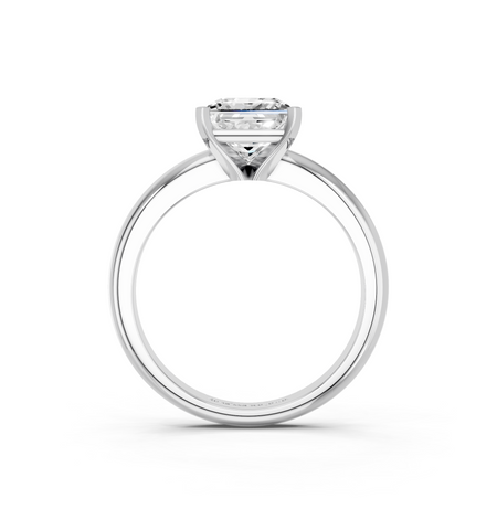 White gold Princess Cut Solitaire Engagement Ring with Round Band and Four-Prong Setting_363