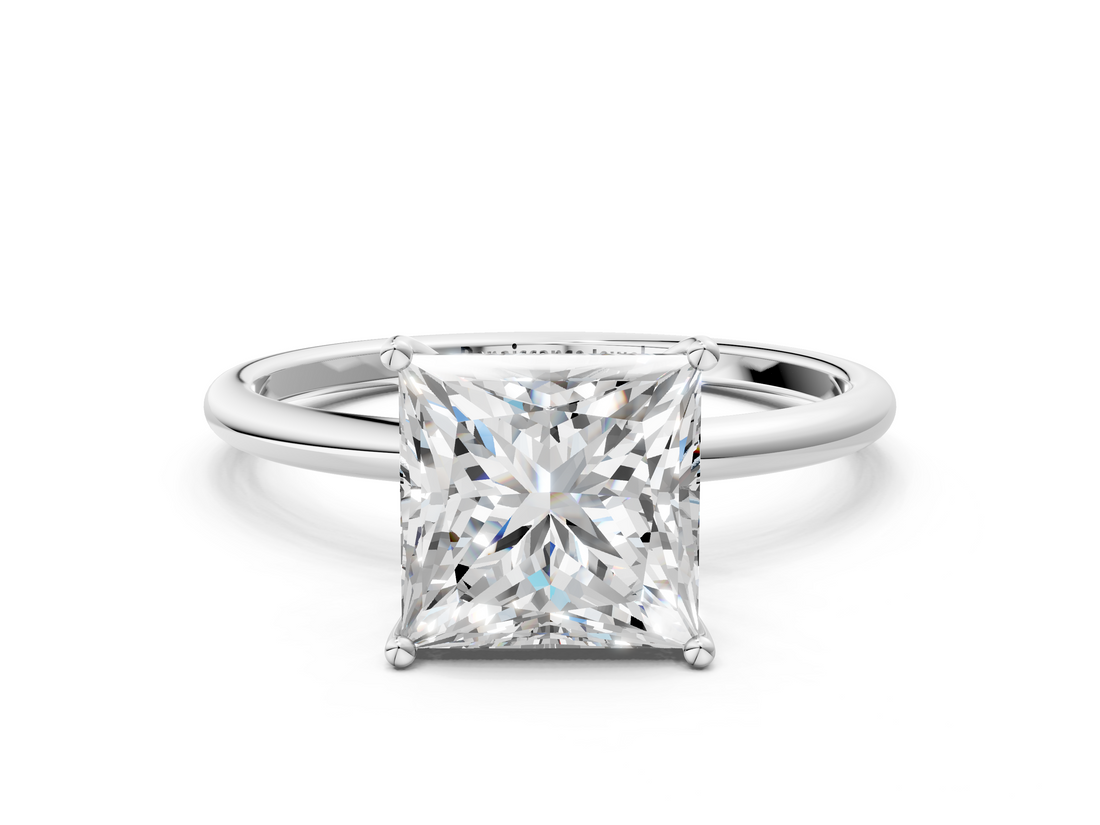 White gold Princess Cut Solitaire Engagement Ring with Thin Band and Four-Prong Setting_21