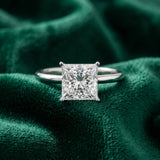 White gold Princess Cut Solitaire Engagement Ring with Thin Band and Four-Prong Setting_41