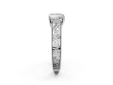 White gold Princess Cut Solitaire Engraved Band with Four-Prong Setting_116