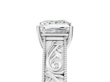 White gold Princess Cut Solitaire Engraved Band with Four-Prong Setting_119