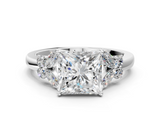 White gold Princess Cut Solitaire Floral Diamond Ring with Four-Prong Setting_36