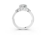 White gold Princess Cut Solitaire Floral Diamond Ring with Four-Prong Setting_39