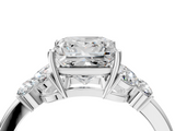 White gold Princess Cut Solitaire Floral Diamond Ring with Four-Prong Setting_41